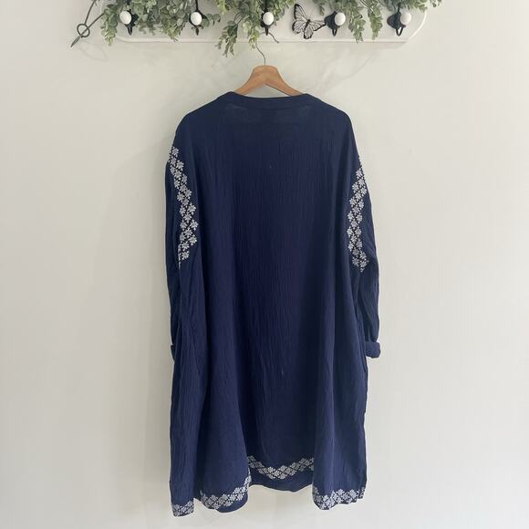 June + Vie Women’s Navy Plus Size Embroidered Boardwalk Dress Size 2X V22 - Picture 2 of 5